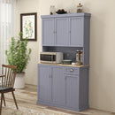 HOMCOM Kitchen Cupboard Storage Cabinet With Adjustable Shelves, Grey