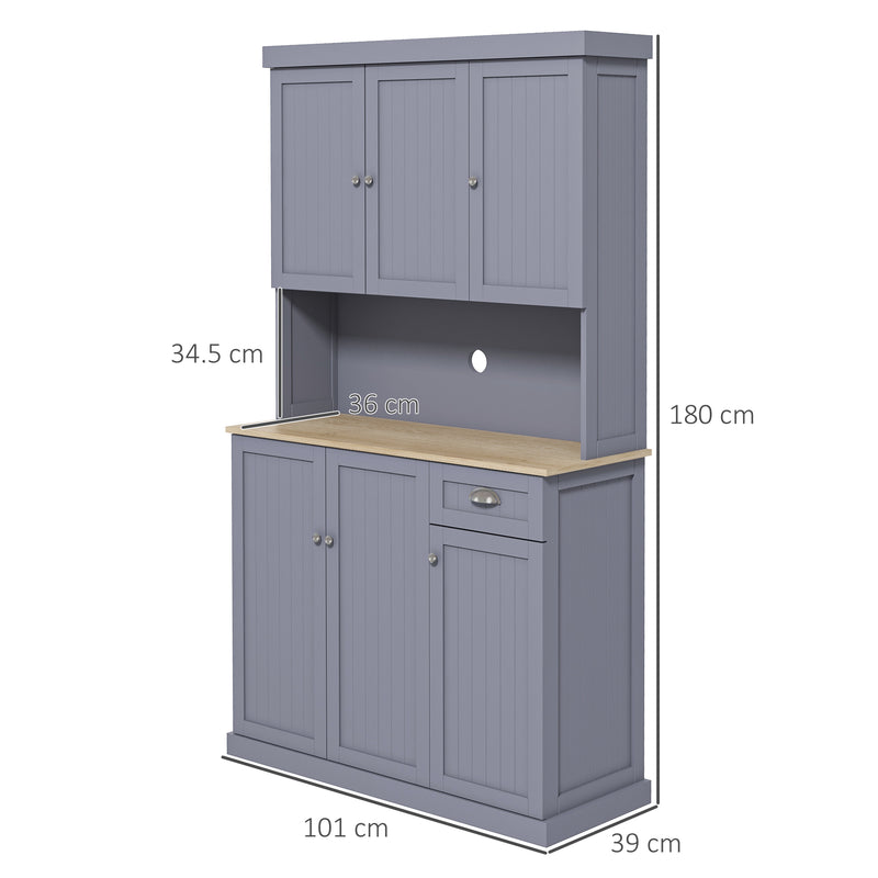 HOMCOM Kitchen Cupboard Storage Cabinet with Adjustable Shelves, Grey