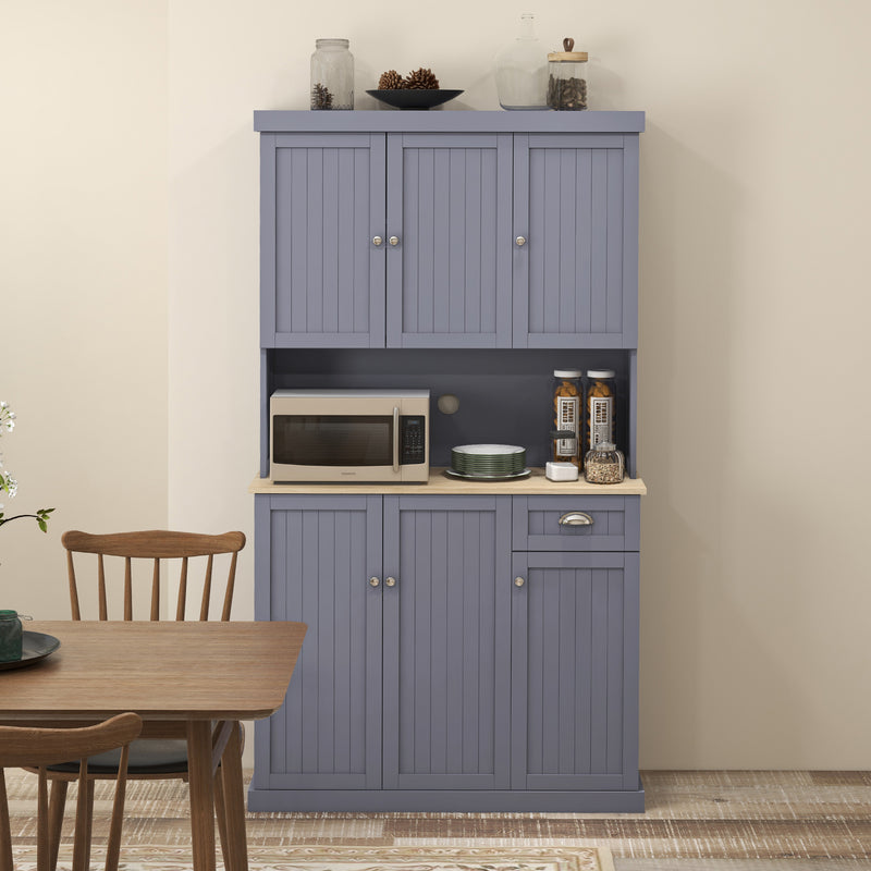 HOMCOM Kitchen Cupboard Storage Cabinet with Adjustable Shelves, Grey