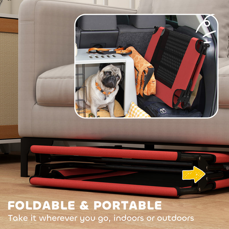 PawHut Raised Dog Bed with Breathable Mesh for Large Dogs, Red