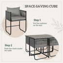 Outsunny Rattan Dining Set, Rattan Cube Dining Sets W/ Space-saving Design