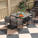 Outsunny Rattan Dining Set, Rattan Cube Dining Sets W/ Space-saving Design