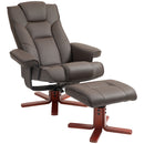 Recliner Chair With Footstool And Adjustable Backrest PU Armchair - Black, Brown, Grey