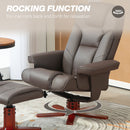 Recliner Chair With Footstool And Adjustable Backrest PU Armchair - Black, Brown, Grey