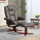 Recliner Chair With Footstool And Adjustable Backrest PU Armchair - Black, Brown, Grey