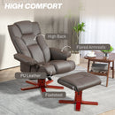 Recliner Chair With Footstool And Adjustable Backrest PU Armchair - Black, Brown, Grey