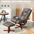 Recliner Chair With Footstool And Adjustable Backrest PU Armchair - Black, Brown, Grey