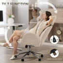 HOMCOM Office Chair With Adjustable Headrest, Comfy Desk Chair, Pale Grey