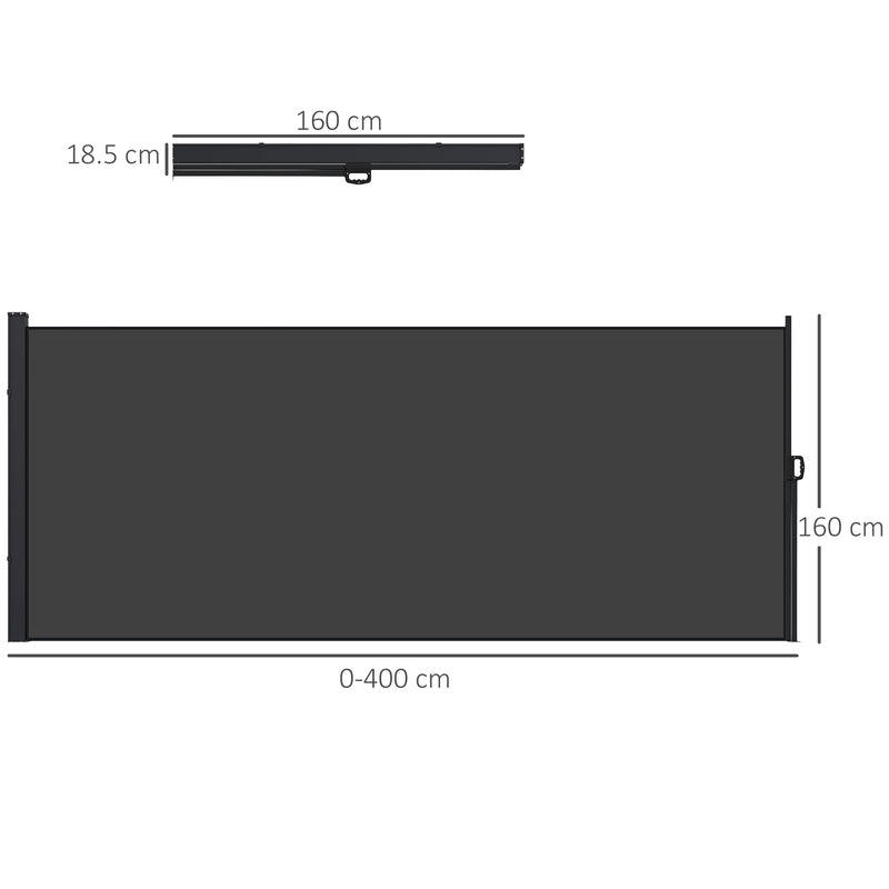 Outsunny Side Awning Retractable, Privacy Screen, 400x160cm