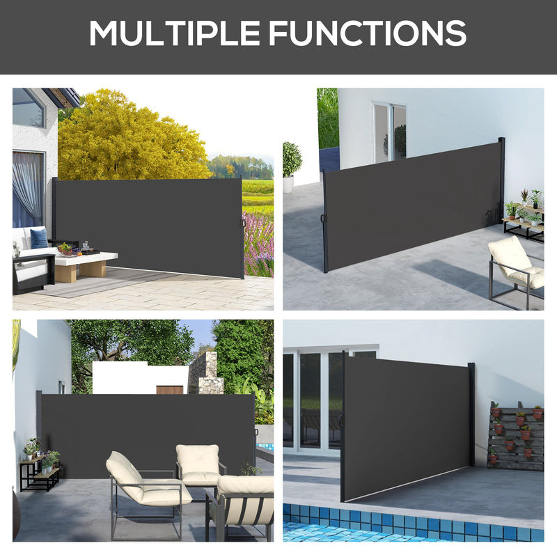 Outsunny Side Awning Retractable, Privacy Screen, 400x160cm