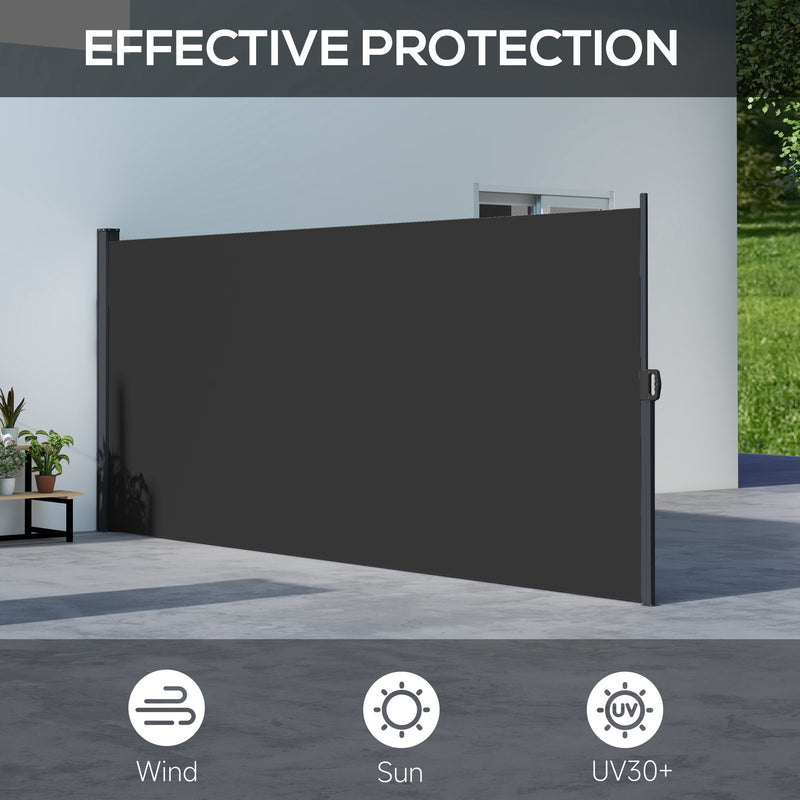 Outsunny Side Awning Retractable, Privacy Screen, 400x160cm