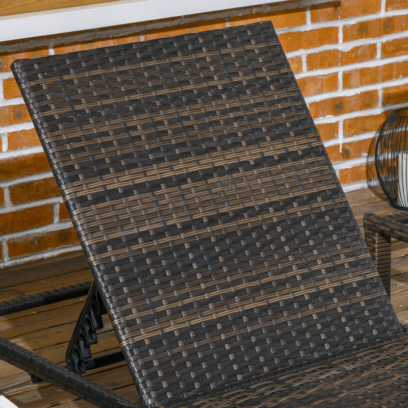 Outsunny 2 Pieces Rattan Sun Loungers w/ Padded Cushion for Poolside Cream White
