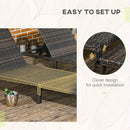 Outsunny 2 Pieces Rattan Sun Loungers w/ Padded Cushion for Poolside Cream White