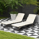 Outsunny 2 Pieces Rattan Sun Loungers w/ Padded Cushion for Poolside Cream White