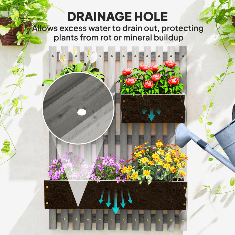 Outsunny Wooden Garden Planters With Trellis Wall-mounted Raised Garden Bed