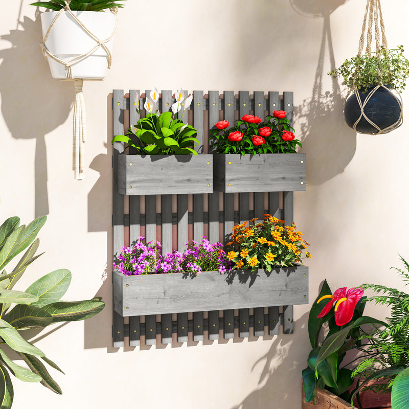 Outsunny Wooden Garden Planters With Trellis Wall-mounted Raised Garden Bed