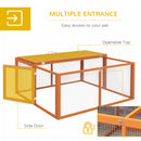 PawHut Rabbit Hutch, Folding Wooden Rabbit Run With Openable Top, Orange