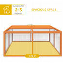 PawHut Rabbit Hutch, Folding Wooden Rabbit Run With Openable Top, Orange