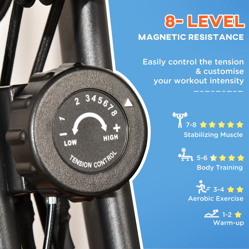 HOMCOM 2-In-1 Folding Exercise Bike with 8-Level Magnetic Resistance Blue