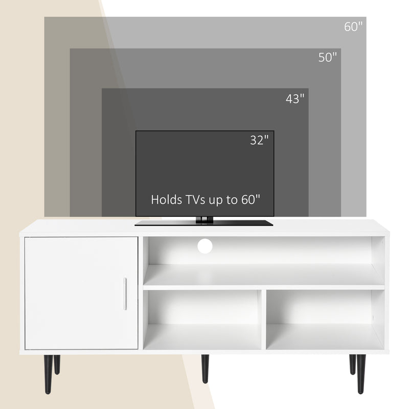 HOMCOM TV Stand Cabinet with Shelves and Cable Hole for Living Room, White