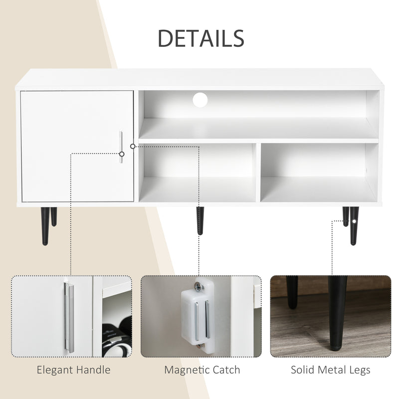 HOMCOM TV Stand Cabinet with Shelves and Cable Hole for Living Room, White