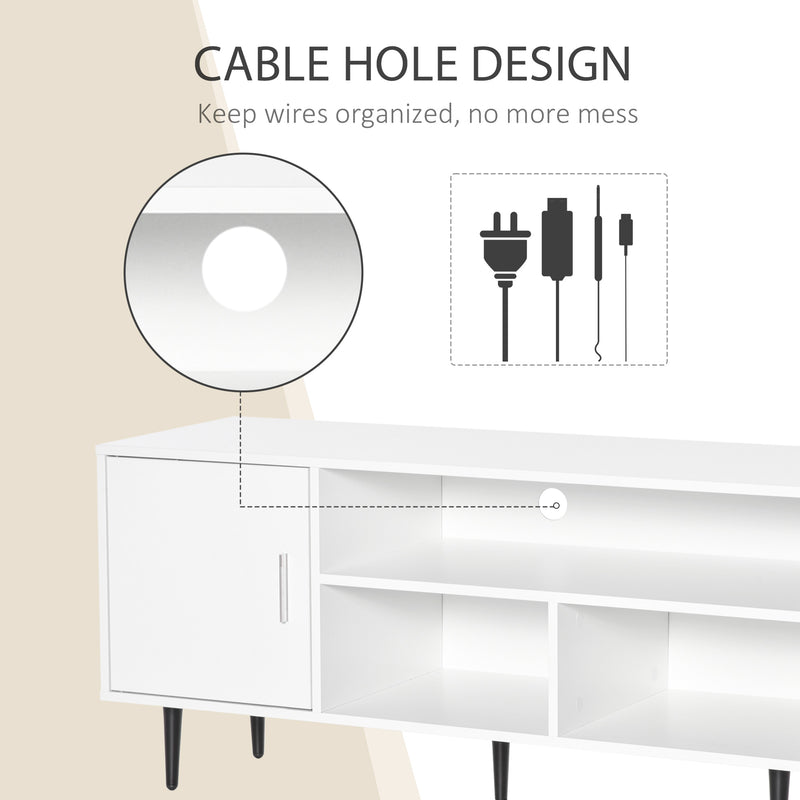HOMCOM TV Stand Cabinet with Shelves and Cable Hole for Living Room, White
