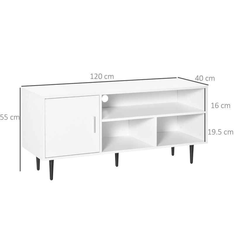 HOMCOM TV Stand Cabinet with Shelves and Cable Hole for Living Room, White