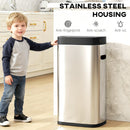 HOMCOM 50L Sensor Bin, Touchless Kitchen Bin, Battery Operated, Silver Tone
