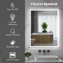 kleankin Illuminated Bathroom Mirror with LED Lights, 3 Colours, Defogging Film