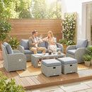 Outsunny Rattan Garden Furniture Set With Recliners, Footstools, Dark Grey