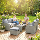 Outsunny Rattan Garden Furniture Set With Recliners, Footstools, Dark Grey