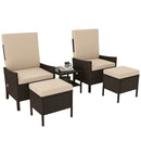 Outsunny 5 PCS Rattan Garden Furniture Set w/ Cushions