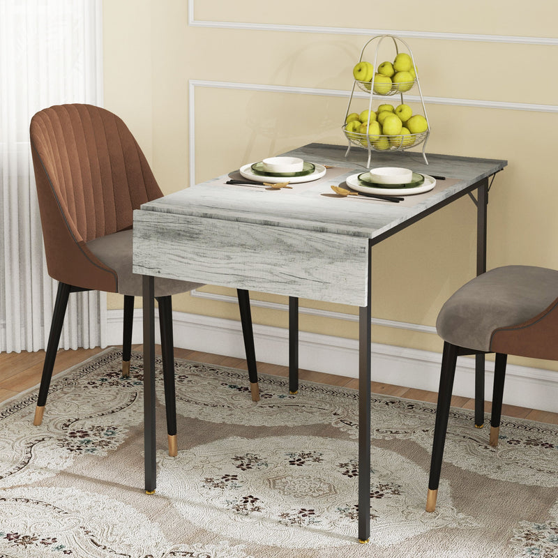 HOMCOM Folding Dining Table, Drop Leaf Table for 2-4 People, Grey