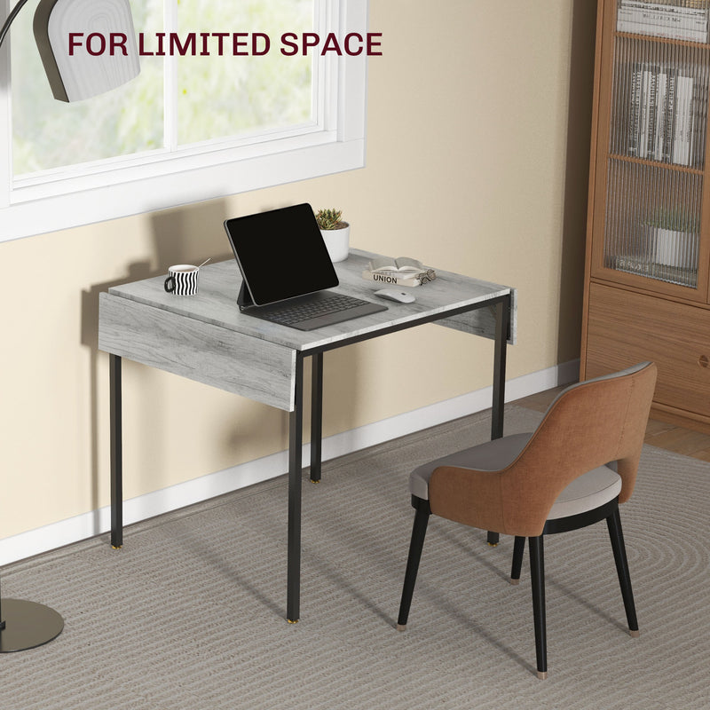 HOMCOM Folding Dining Table, Drop Leaf Table for 2-4 People, Grey