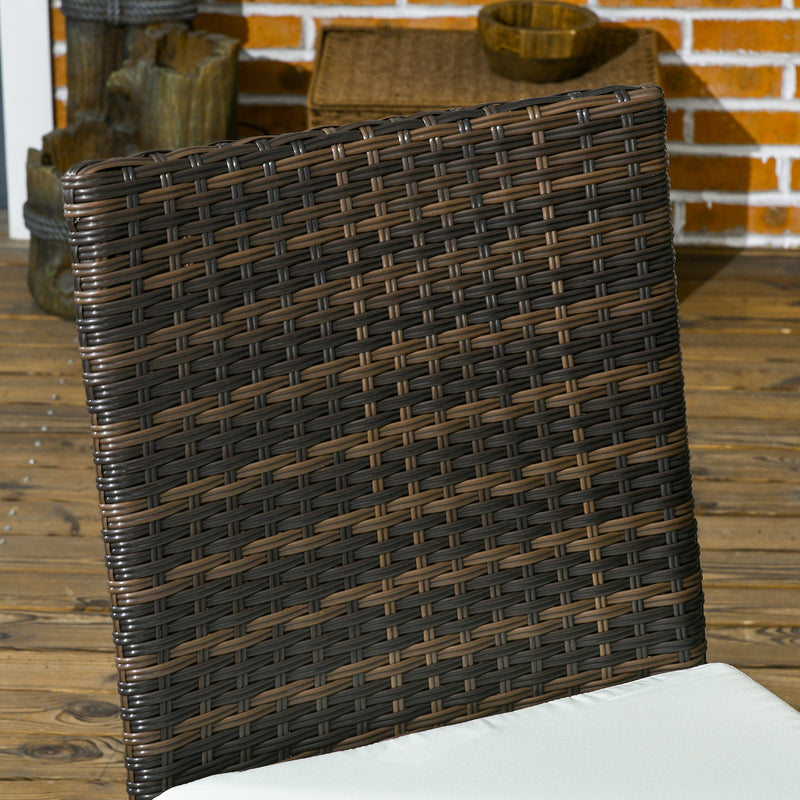 Outsunny 2 PCs Rattan Garden Chairs with Cushion, Wicker Dining Chairs, Brown