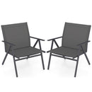 Patio Chairs Set Of 2 With Breathable Mesh Fabric And Metal Frame-Grey