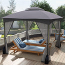 Patio Gazebo With Netting Walls And 4 Sandbags For Yard Garden Lawn-Grey