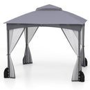 Patio Gazebo With Netting Walls And 4 Sandbags For Yard Garden Lawn-Grey