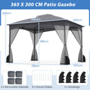 Patio Gazebo With Netting Walls Soft Top Double Roof Canopy With Sandbags-Grey