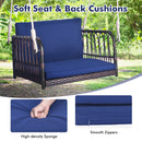 Patio Porch Swing Chair With Back And Seat Cushion For Patio Balcony Backyard-Navy