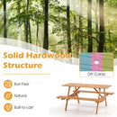 Patio Rectangle Picnic Table with 2 Built-in Benches for Backyard Garden Deck