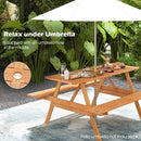 Patio Rectangle Picnic Table with 2 Built-in Benches for Backyard Garden Deck