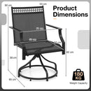 Patio Swivel Dining Chairs Set Of 2 With Quick-Drying Fabric-Grey