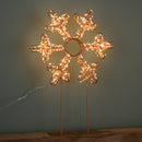 45cm Light up Rose Gold Christmas Snowflake on Metal Stand with Twinkling Warm White LEDs