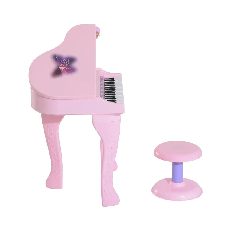 HOMCOM Mini Electronic Piano W/Stool-Pink