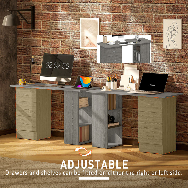HOMCOM 120cm Computer Desk, Study Table with 3 Shelf & Drawers