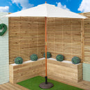 Outdoor 4 Person Folding Rectangular Wooden Garden Dining Table Benches Cream Parasol and Base Set