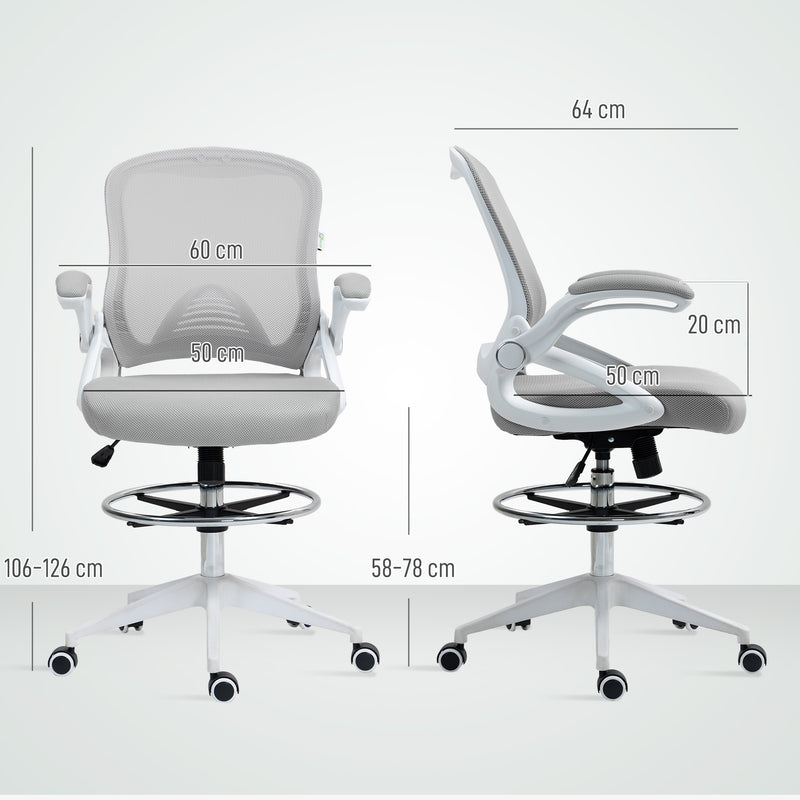 Vinsetto Mesh Office Stool, 60° Swivel Height Adjustable Chair
