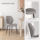 HOMCOM Modern Style Kitchen Chairs Set Of 4 With Flannel Upholstered, Light Grey