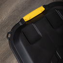110L Heavy Duty Lockable Stackable Storage Chest Trunk on Wheels with Clips in Black
